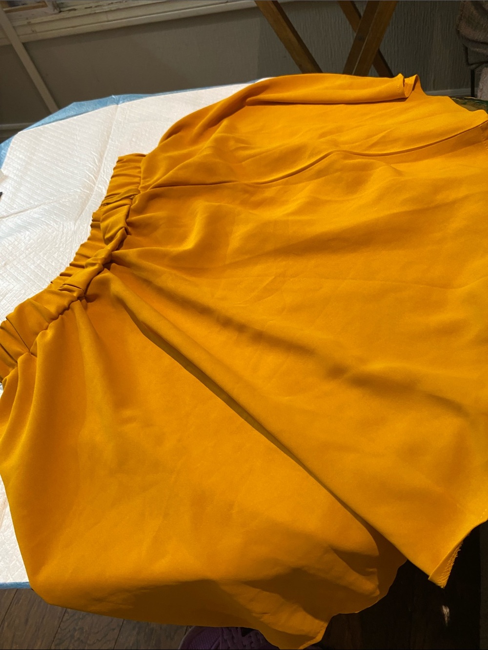 SHEIN Mustard Yellow Elastic Waist Circle Skirt